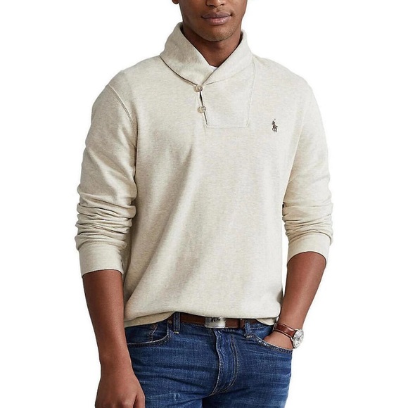 Polo Ralph Lauren Other - Polo Ralph Lauren Shawl Sweater Dune Heather Grey XL